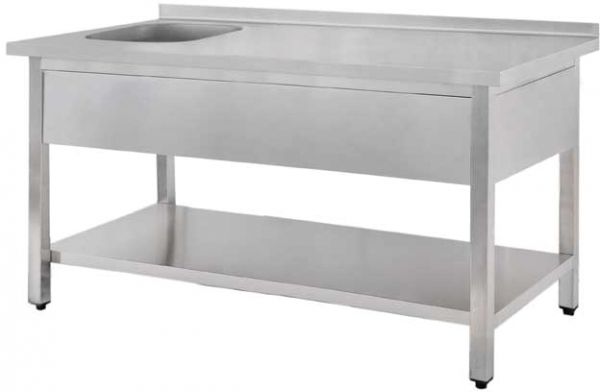 Preparation Table 1400 x 700 x 850mm with Sink Left 400 x 400 x 250mm