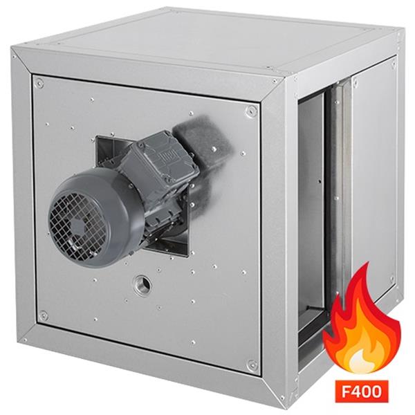 Kubische Brandgasventilatorbox für Küchenabluft, 200°C, 2.610m³/h, FU, horizontale Luftführung