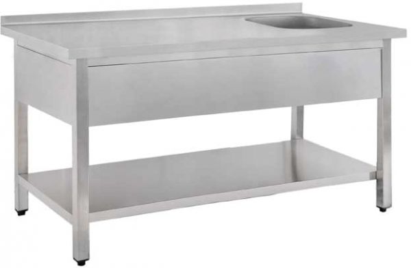 Preparation Table 1600 x 700 x 850mm with Sink Right 400 x 400 x 250mm