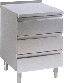 Drawer Cabinet 480 x 600 x 850mm, with 3 x 1/1 GN, with Upstand